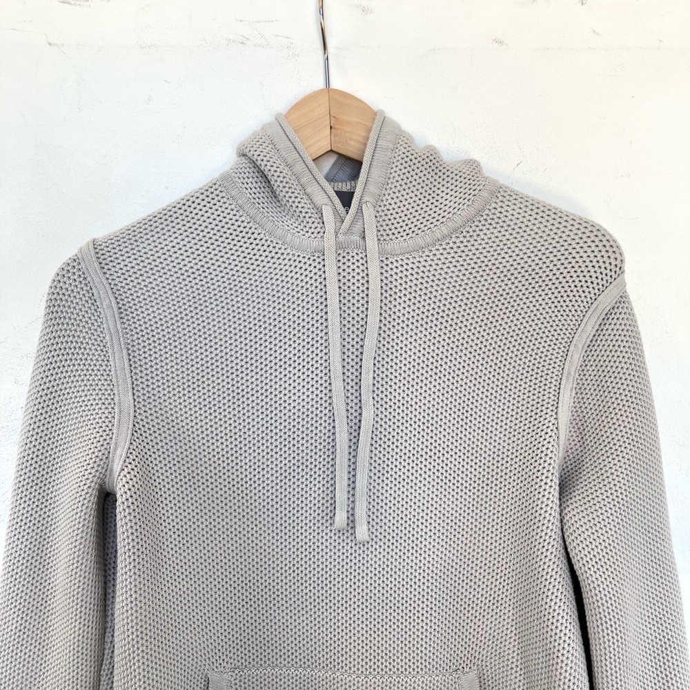 Vince Men’s Textured Cotton Grey Pullover Hoodie - Picture 5 of 8